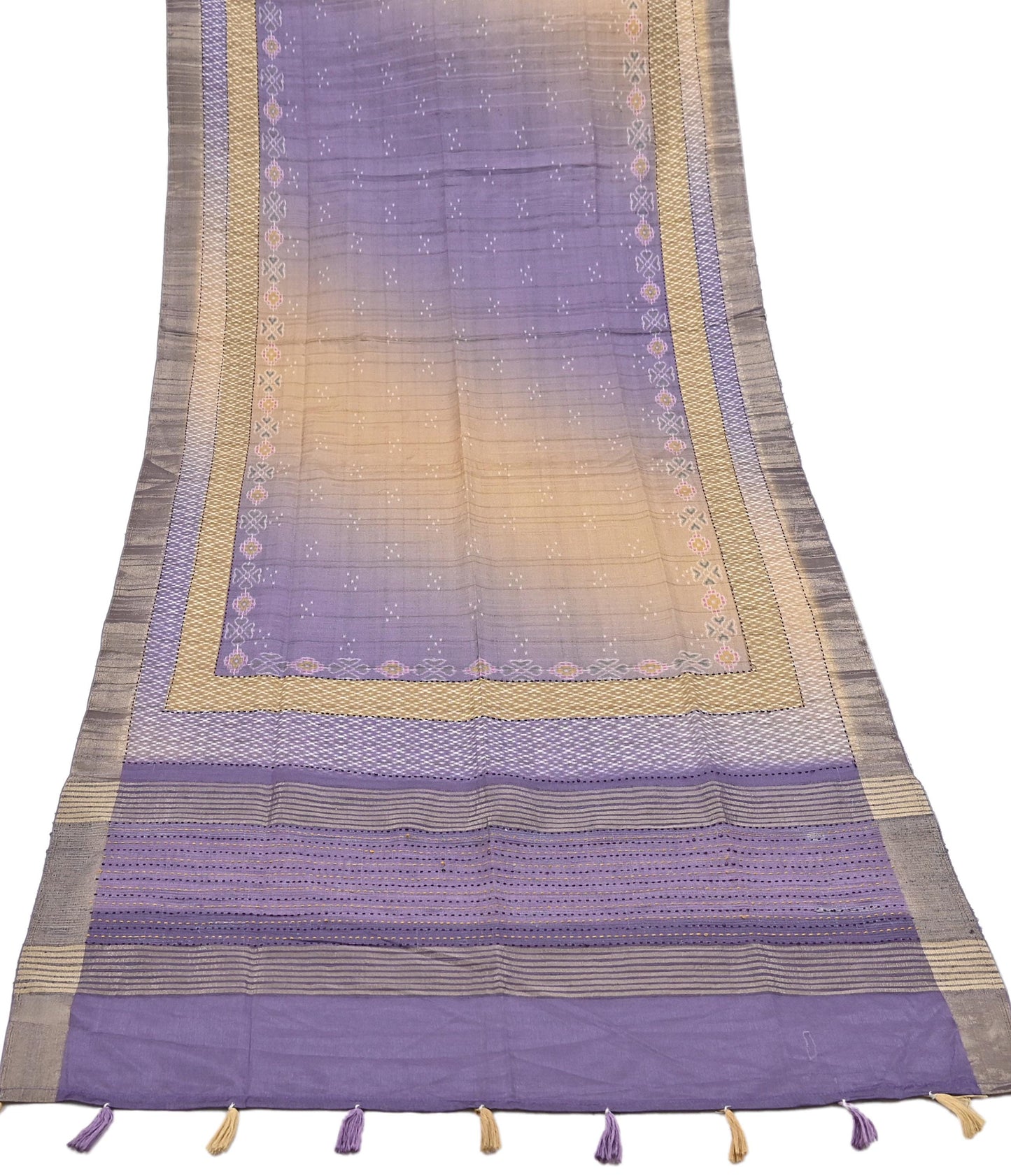 Indian Vintage Purple Dupatta Long Stole Artificial Silk Woven Brocade Scarves Veil Scarf Wrap Hippie Boho Soft Floral Fringes