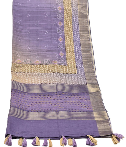 Indian Vintage Purple Dupatta Long Stole Artificial Silk Woven Brocade Scarves Veil Scarf Wrap Hippie Boho Soft Floral Fringes