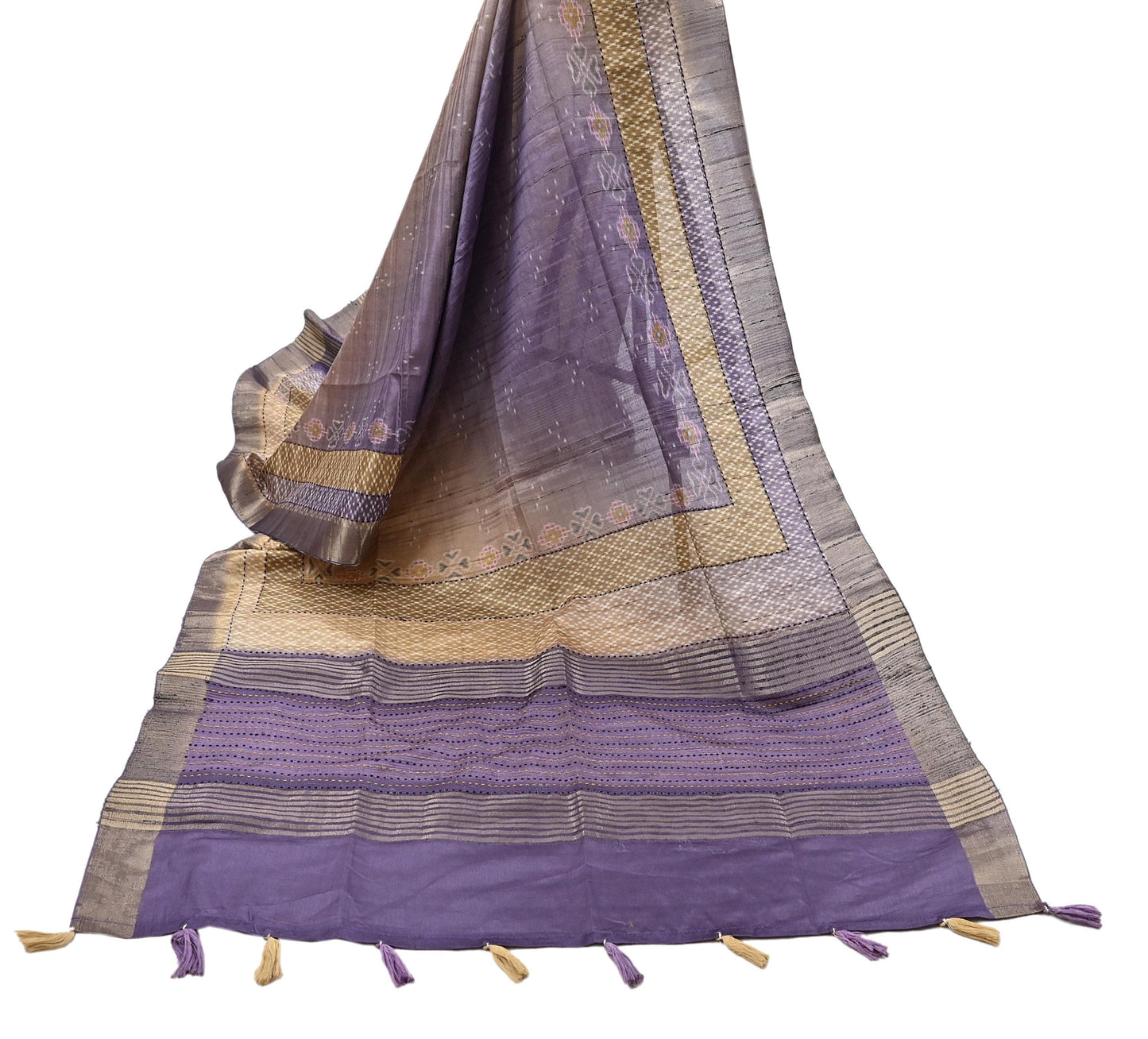 Indian Vintage Purple Dupatta Long Stole Artificial Silk Woven Brocade Scarves Veil Scarf Wrap Hippie Boho Soft Floral Fringes