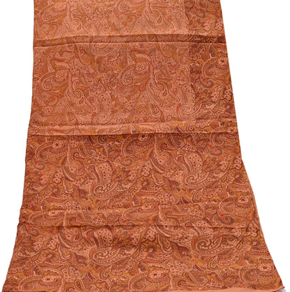 Indian Vintage Peach Dupatta Long Stole Pure Crepe silk Printed Dupatta Veil Scarves soft Boho Wrap Dressmaking Floral