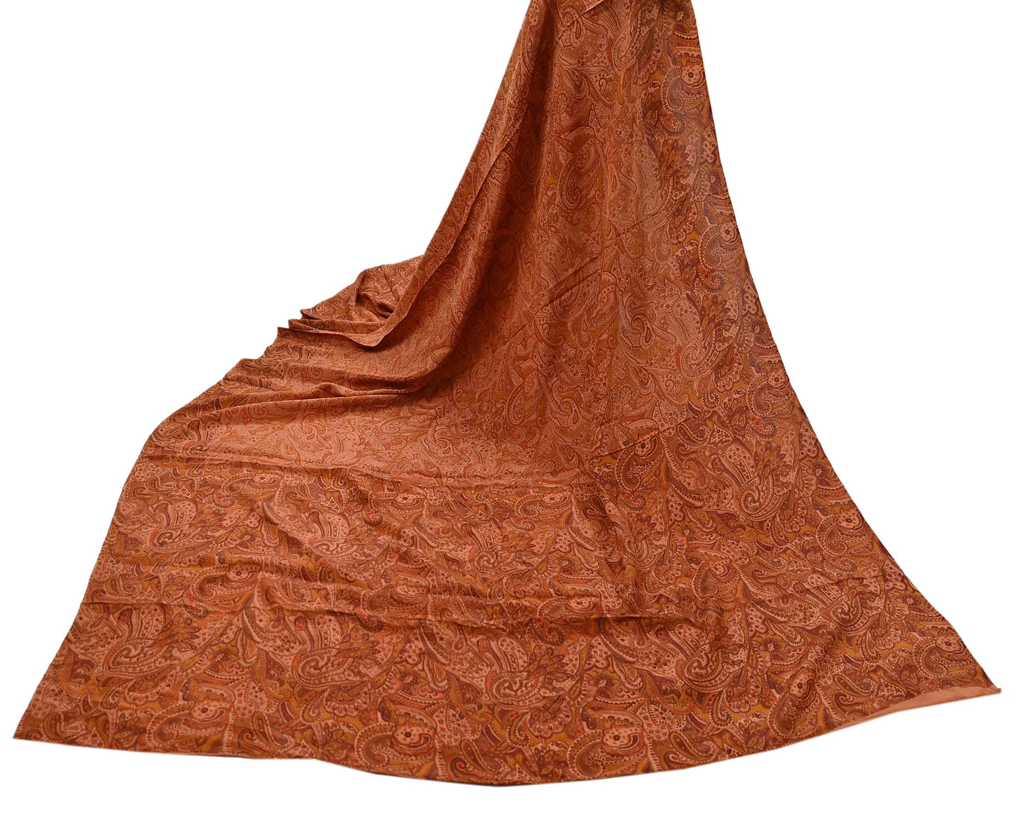 Indian Vintage Peach Dupatta Long Stole Pure Crepe silk Printed Dupatta Veil Scarves soft Boho Wrap Dressmaking Floral