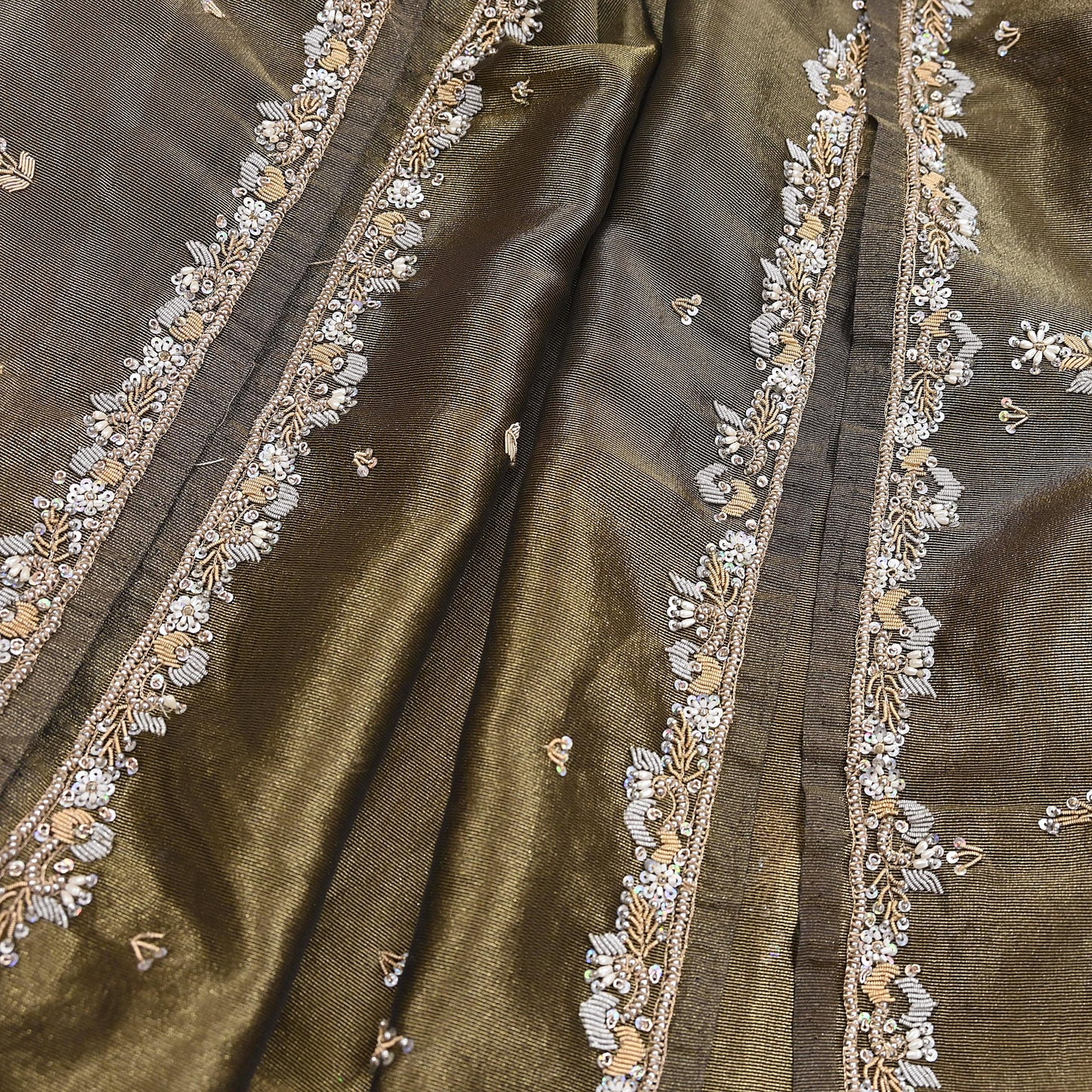 Indian Vintage Heavy Dupatta Golden Black Tissue Silk Long Stole Hand Embroidered Hijab Scarves Zari Zardozi/Dabka Wedding Hijab Veil