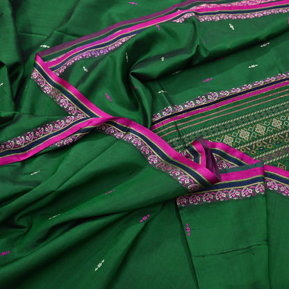 Indian Vintage Sari Green Hand Woven Sarees 100% Pure Silk Zari 5Yd Craft Fabric Sewing Dress making Quilting Crafting