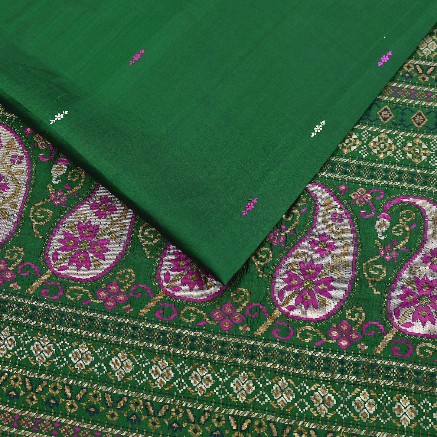 Indian Vintage Sari Green Hand Woven Sarees 100% Pure Silk Zari 5Yd Craft Fabric Sewing Dress making Quilting Crafting
