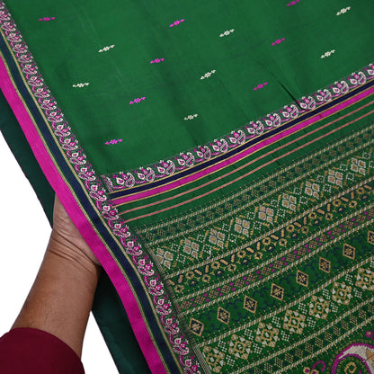 Indian Vintage Sari Green Hand Woven Sarees 100% Pure Silk Zari 5Yd Craft Fabric Sewing Dress making Quilting Crafting