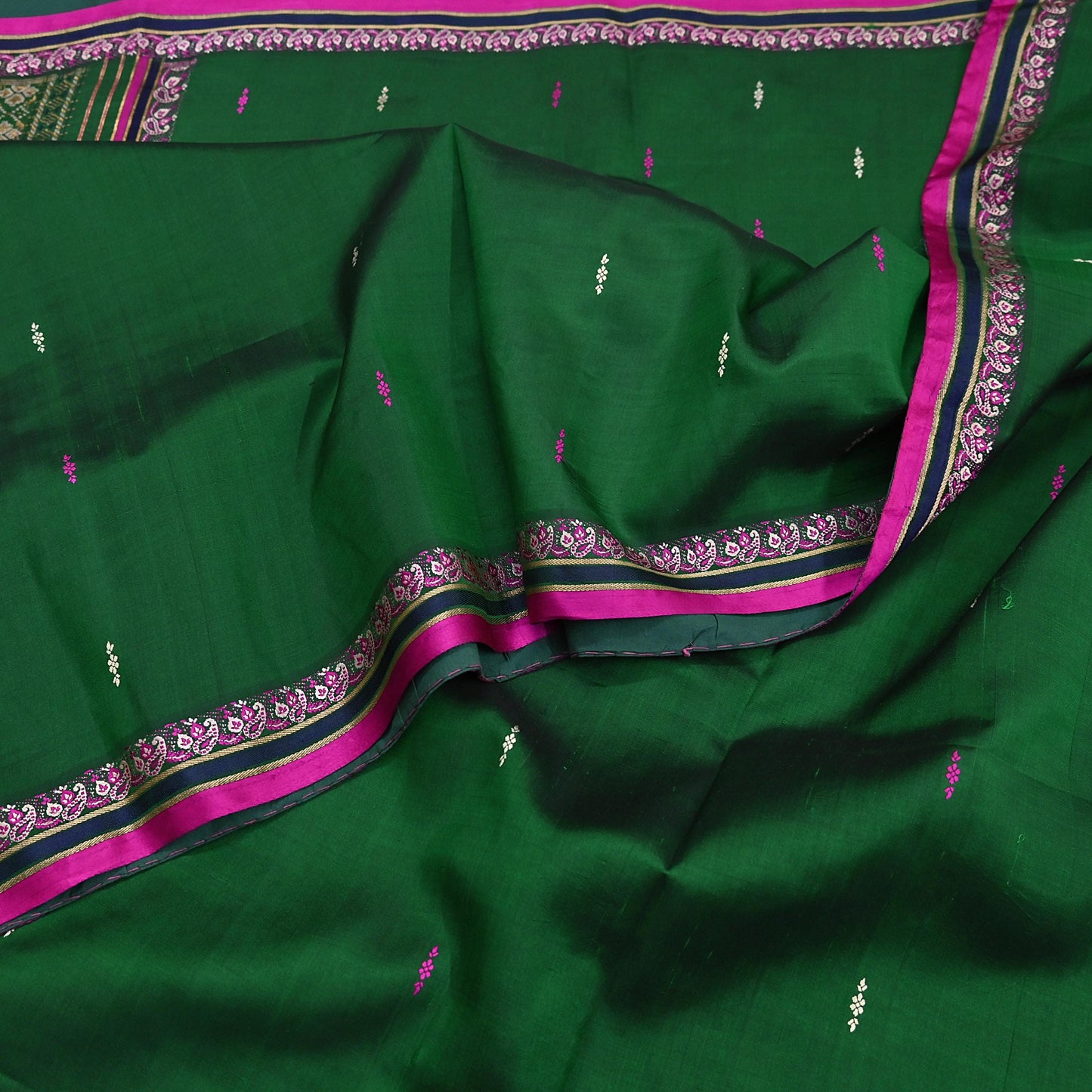 Indian Vintage Sari Green Hand Woven Sarees 100% Pure Silk Zari 5Yd Craft Fabric Sewing Dress making Quilting Crafting