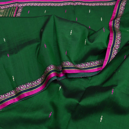 Indian Vintage Sari Green Hand Woven Sarees 100% Pure Silk Zari 5Yd Craft Fabric Sewing Dress making Quilting Crafting