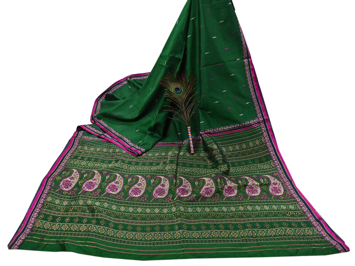 Indian Vintage Sari Green Hand Woven Sarees 100% Pure Silk Zari 5Yd Craft Fabric Sewing Dress making Quilting Crafting