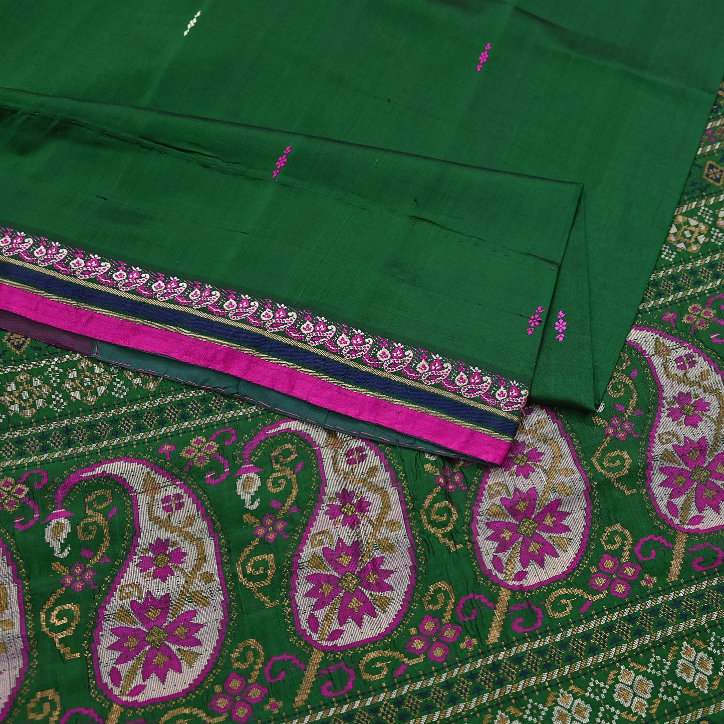 Indian Vintage Sari Green Hand Woven Sarees 100% Pure Silk Zari 5Yd Craft Fabric Sewing Dress making Quilting Crafting