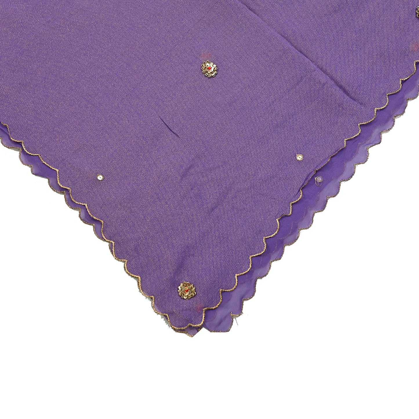 Indian Vintage Golden Purple Dupatta Pure Georgette silk Long Stole Hand Embroidered Scarves Stole Veil Wrap Sequins