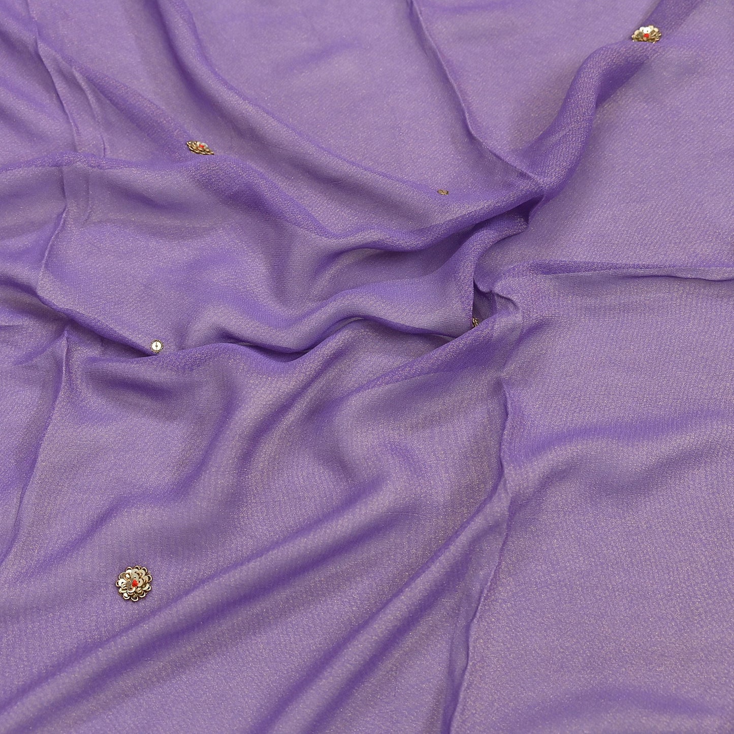 Indian Vintage Golden Purple Dupatta Pure Georgette silk Long Stole Hand Embroidered Scarves Stole Veil Wrap Sequins
