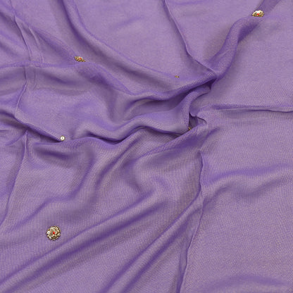Indian Vintage Golden Purple Dupatta Pure Georgette silk Long Stole Hand Embroidered Scarves Stole Veil Wrap Sequins