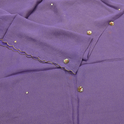 Indian Vintage Golden Purple Dupatta Pure Georgette silk Long Stole Hand Embroidered Scarves Stole Veil Wrap Sequins