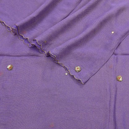Indian Vintage Golden Purple Dupatta Pure Georgette silk Long Stole Hand Embroidered Scarves Stole Veil Wrap Sequins
