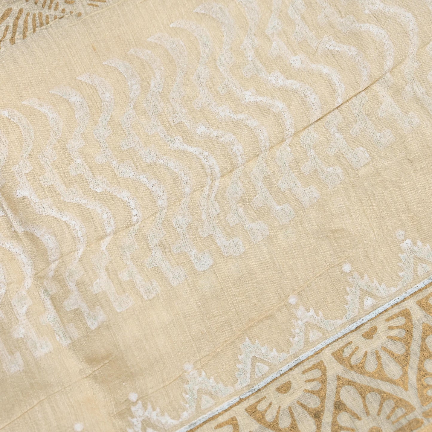 Indian Vintage Ivory Dupatta Long Stole 100% Pure Chanderi Silk Handloom Painted Scarves Veil Scarf Wrap Hippie Fringes