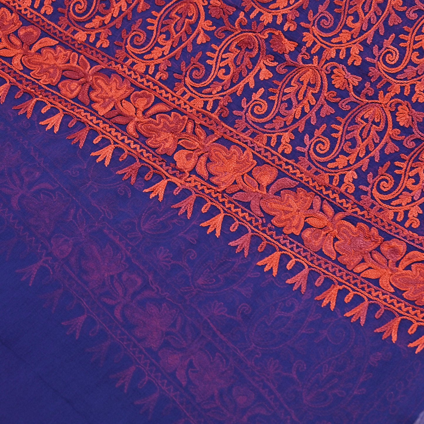 Indian Vintage Dupatta Blue Chiffon Long Stole Hand Embroidered ari work Scarves Stole Veil Wrap