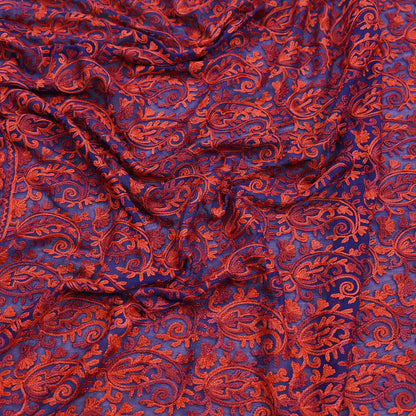 Indian Vintage Dupatta Blue Chiffon Long Stole Hand Embroidered ari work Scarves Stole Veil Wrap