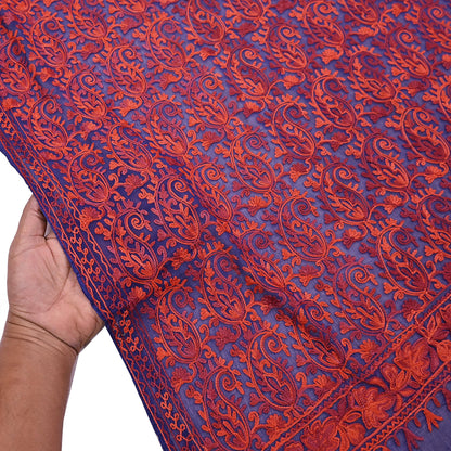 Indian Vintage Dupatta Blue Chiffon Long Stole Hand Embroidered ari work Scarves Stole Veil Wrap
