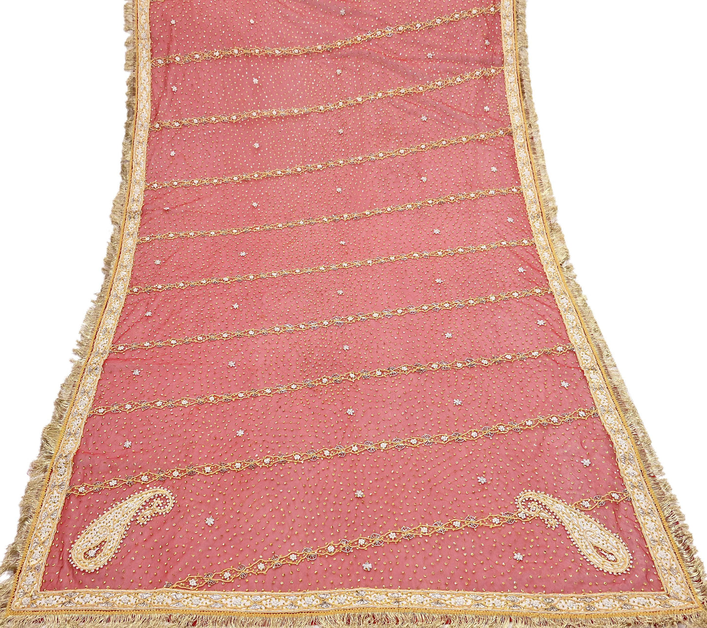 Indian Vintage Heavy Luxury Bridal Red Dupatta Net Mesh Long Stole Hand Embroidered Scarves Zardozi Dabka Wedding dupatta veil hijab