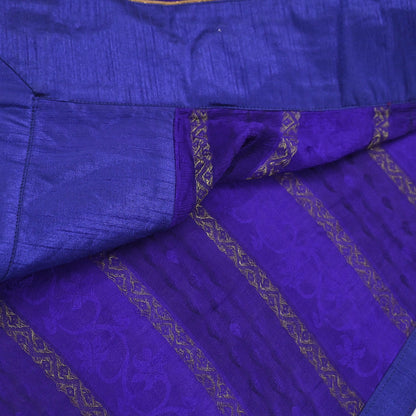 Indian Vintage Heavy Blue Sari  Hand Embroidered Saree 100% Pure Silk Craft Fabric 6yd Soft Wedding/Party Wear Blouse Fabric