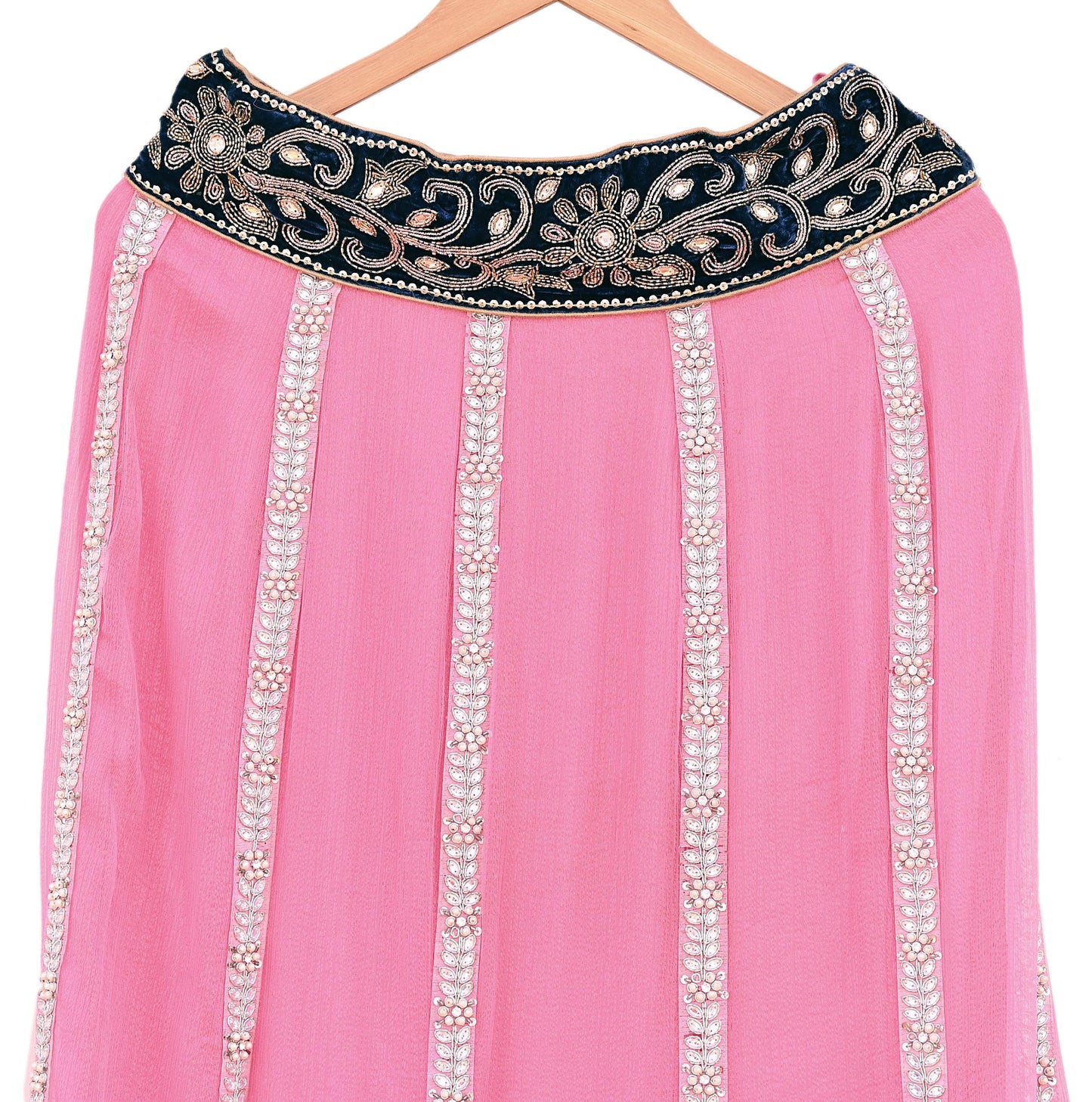 Indian Vintage Pink Pure Georgette Silk Hand Embroidered Skirt Bridal Party Wear Bollywood Lehenga Zardozi/ Dabka, Zari