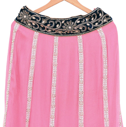 Indian Vintage Pink Pure Georgette Silk Hand Embroidered Skirt Bridal Party Wear Bollywood Lehenga Zardozi/ Dabka, Zari