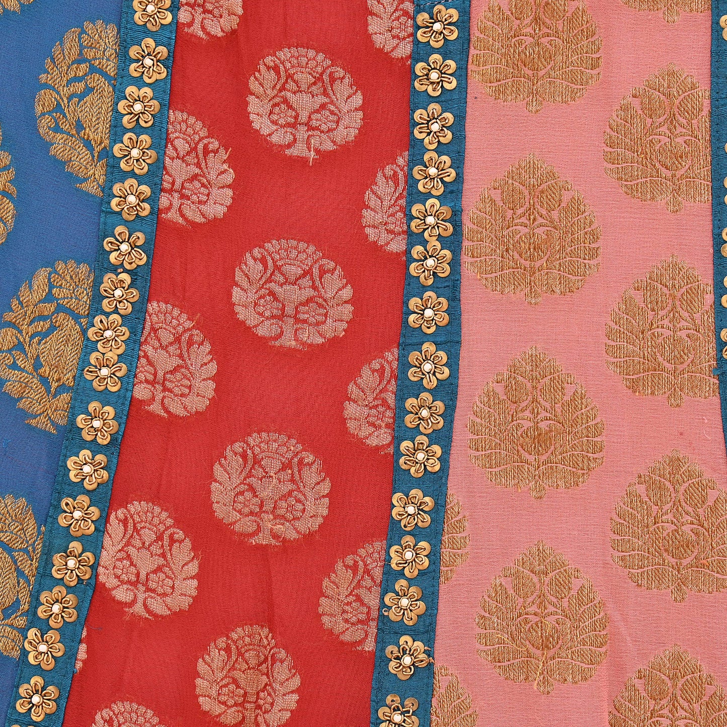 Indian Vintage Pure Georgette Silk Net/Mesh Hand Embroidered Lehenga 2pcs Set Bridal Party Wear Dupatta Bollywood Lehenga