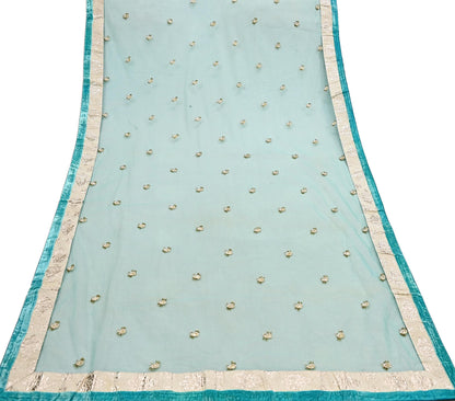 Indian Vintage Green Pure Georgette Silk Net/Mesh Hand Embroidered Lehenga 2pcs Set Bridal Party Wear Dupatta Bollywood Lehenga