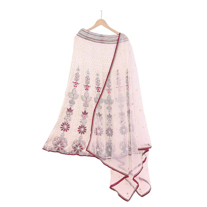 Indian Vintage Pure Georgette Silk Net/Mesh Hand Embroidered Lehenga 3pcs Set Bridal Party Wear With Blouse/Dupatta Bollywood Lehenga
