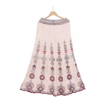 Indian Vintage White Pure Georgette Silk Hand Embroidered Skirt Bridal Party Wear Bollywood Lehenga Zardozi/ Dabka, Zari