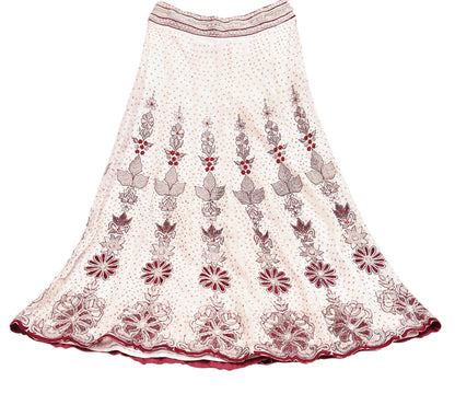 Indian Vintage White Pure Georgette Silk Hand Embroidered Skirt Bridal Party Wear Bollywood Lehenga Zardozi/ Dabka, Zari