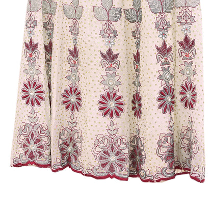 Indian Vintage White Pure Georgette Silk Hand Embroidered Skirt Bridal Party Wear Bollywood Lehenga Zardozi/ Dabka, Zari