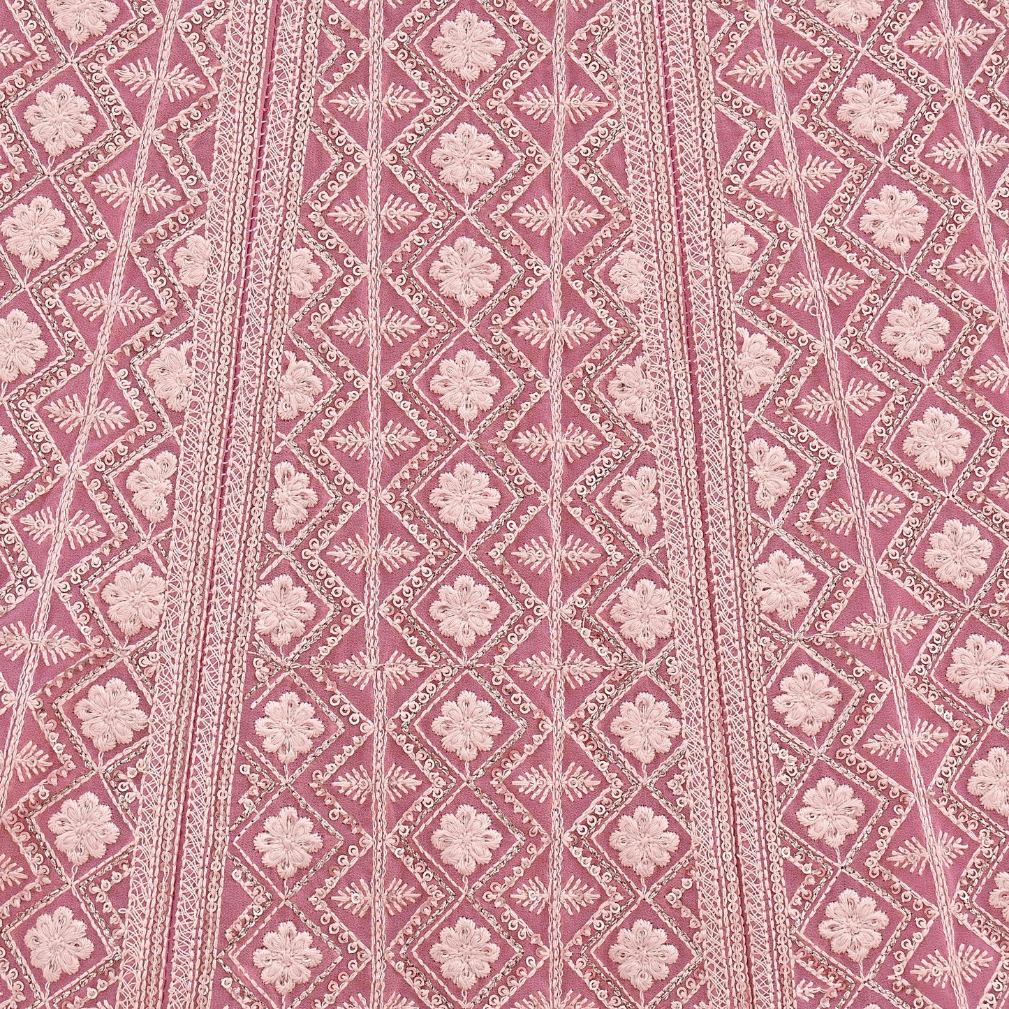 Indian Vintage Pink Pure Georgette Silk Net/Mesh Embroidered Lehenga 2pcs Set Bridal Party Wear Dupatta Bollywood Lehenga