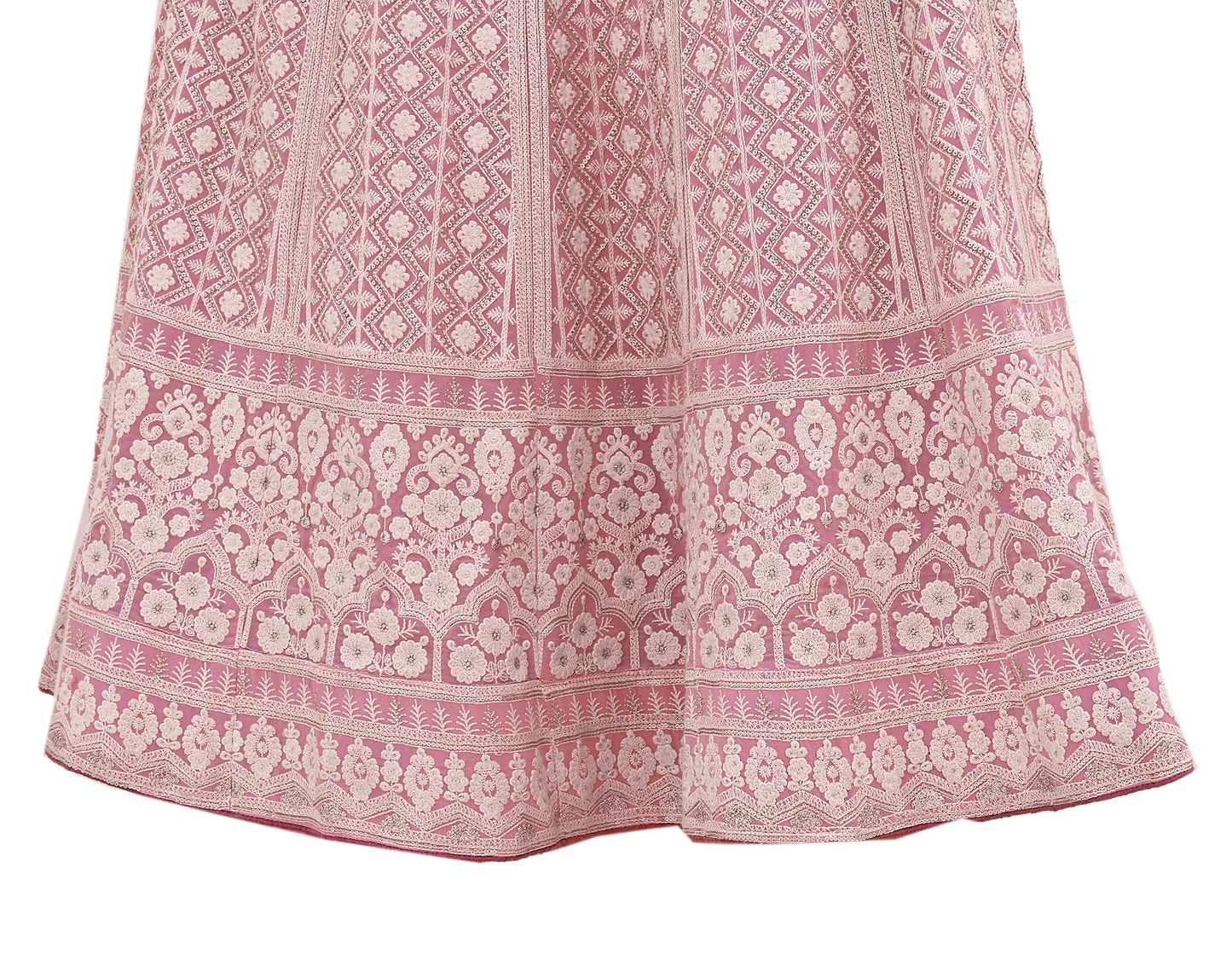 Indian Vintage Pink Pure Georgette Silk Embroidered Skirt Bridal Party Wear Bollywood Lehenga