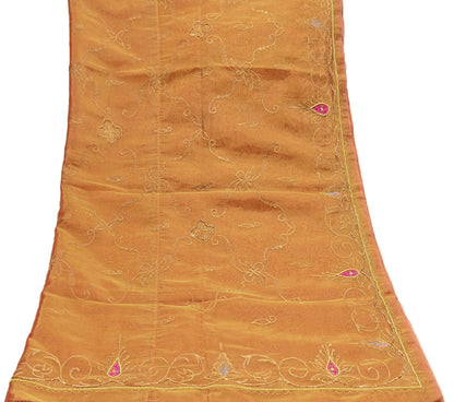 Indian Vintage Heavy Bridal Dupatta Golden Pure Tissue Silk Long Stole Hand Embroidered Scarves Zari Zardozi/Dabka Wedding/party wear hijab