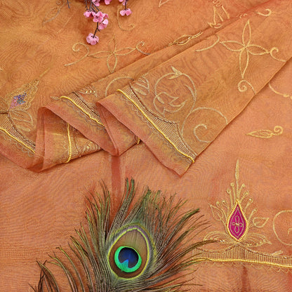 Indian Vintage Heavy Bridal Dupatta Golden Pure Tissue Silk Long Stole Hand Embroidered Scarves Zari Zardozi/Dabka Wedding/party wear hijab