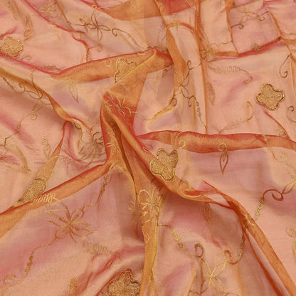 Indian Vintage Heavy Bridal Dupatta Golden Pure Tissue Silk Long Stole Hand Embroidered Scarves Zari Zardozi/Dabka Wedding/party wear hijab