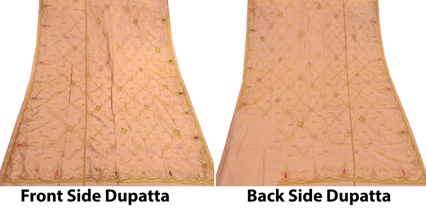 Indian Vintage Heavy Bridal Dupatta Golden Pure Tissue Silk Long Stole Hand Embroidered Scarves Zari Zardozi/Dabka Wedding/party wear hijab