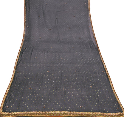 Indian Vintage Green Dupatta Pure Georgette silk Long Stole Hand Embroidered Scarves Stole Veil Wrap Sequins Dabka/ Zardozi