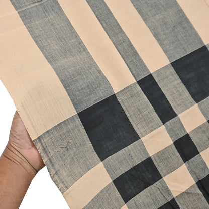 Indian Vintage Beige & Black Dupatta Long Stole Woven Pure Cotton Scarves Veil Scarf Soft Fringes Boho