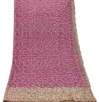 Indian Vintage Heavy Luxury Bridal Dupatta Pink Net Mesh Long Stole Hand Embroidered Scarves Zardozi Dabka Zari Sequins Wedding Dupatta