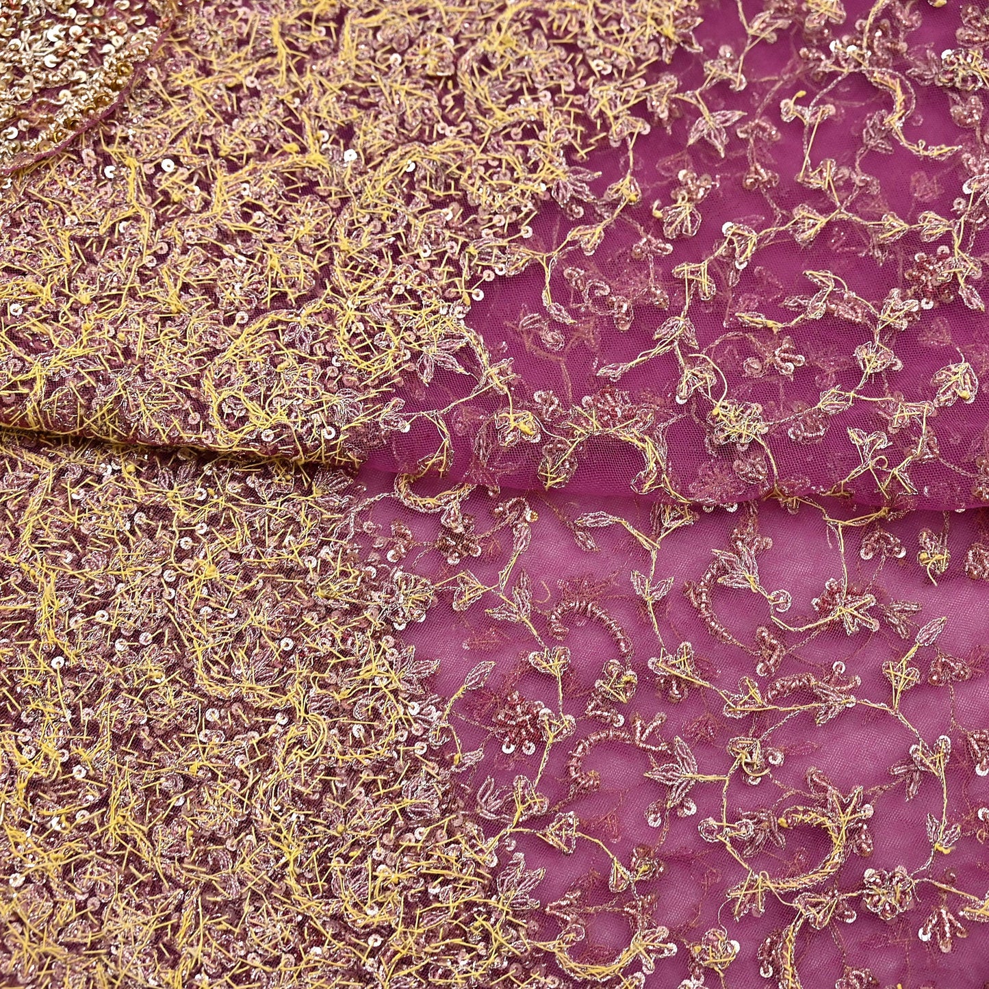 Indian Vintage Heavy Luxury Bridal Dupatta Pink Net Mesh Long Stole Hand Embroidered Scarves Zardozi Dabka Zari Sequins Wedding Dupatta