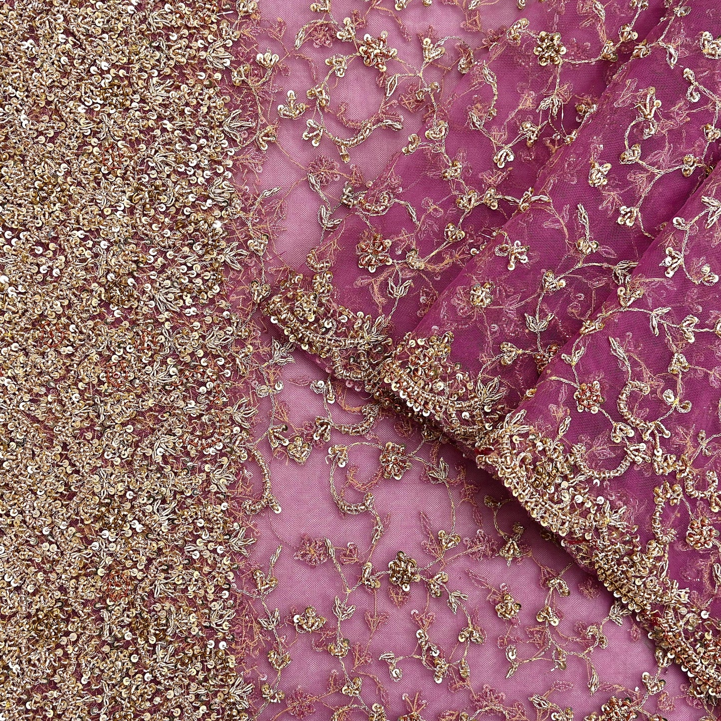 Indian Vintage Heavy Luxury Bridal Dupatta Pink Net Mesh Long Stole Hand Embroidered Scarves Zardozi Dabka Zari Sequins Wedding Dupatta
