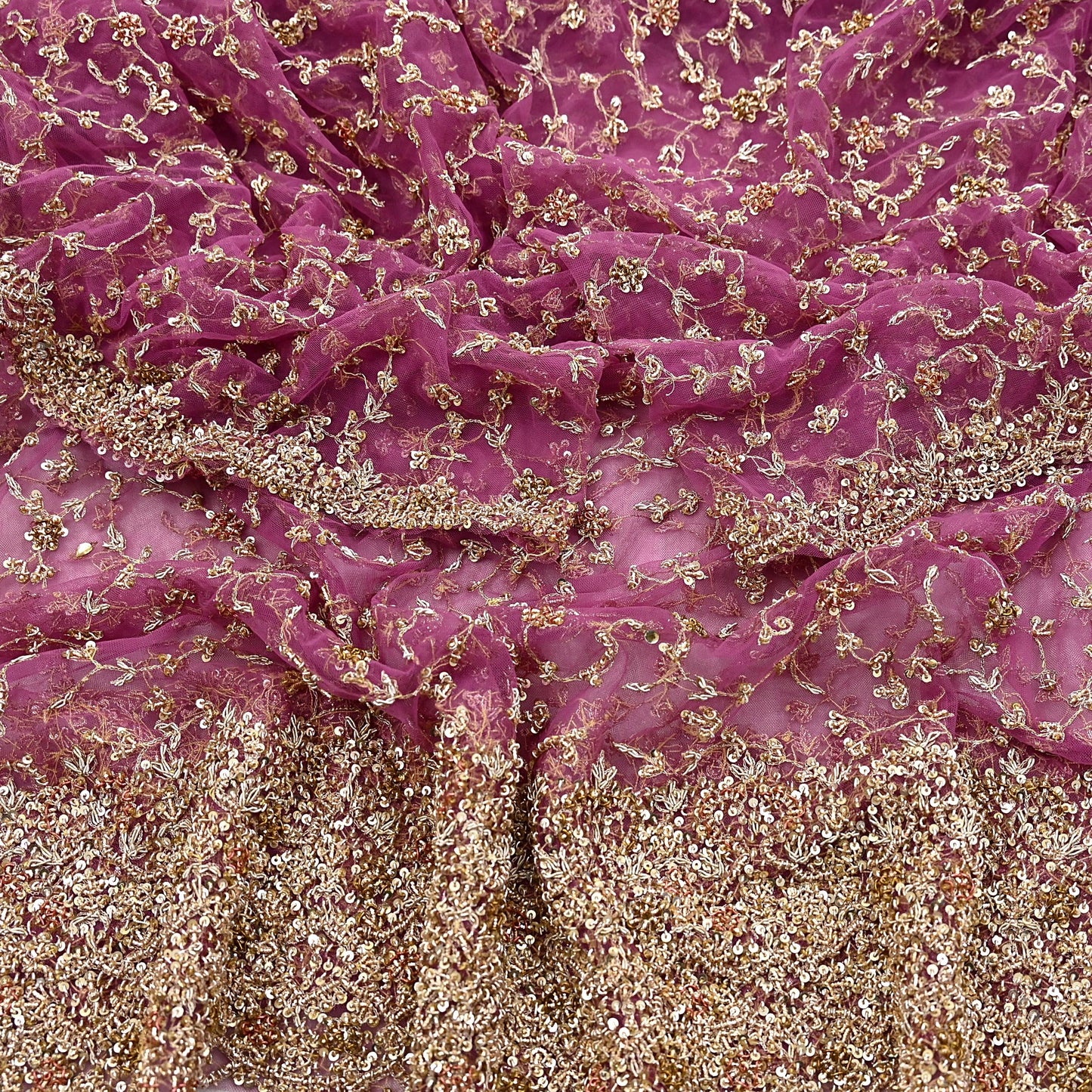 Indian Vintage Heavy Luxury Bridal Dupatta Pink Net Mesh Long Stole Hand Embroidered Scarves Zardozi Dabka Zari Sequins Wedding Dupatta