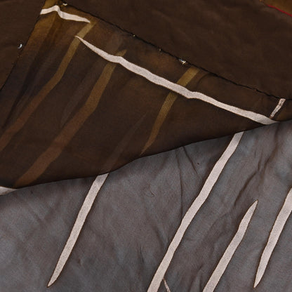 Indian Vintage Brown Saree Pure Georgette Silk Hand Embroidered Brasso Indian Sari Fabric 5Yard Sewing Soft Ethnic