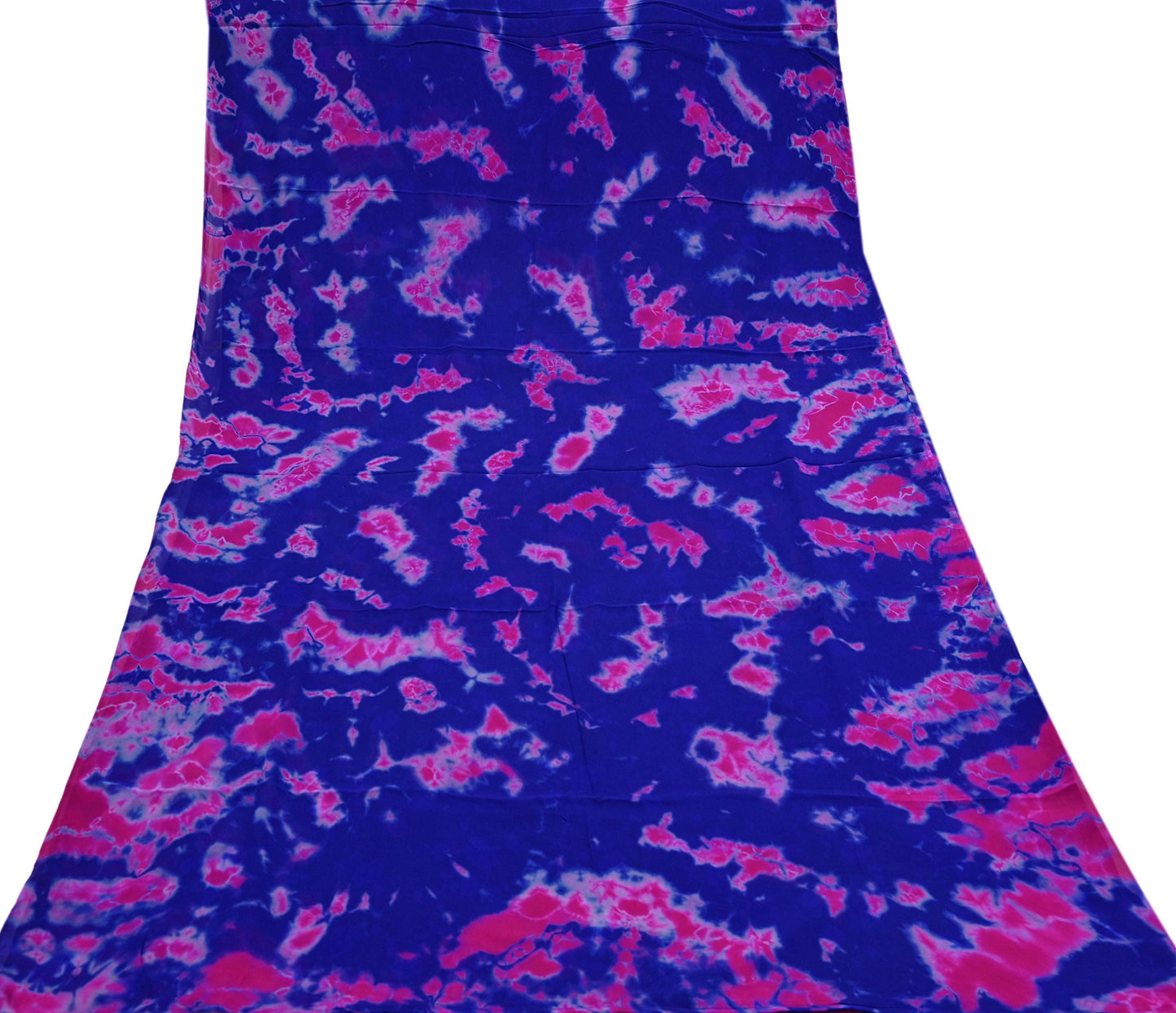 Indian Vintage Pink & Blue Saree Pure Georgette Silk Leheria Tie-dye Printed Sari Craft Fabric Sewing 5Yard Soft Light Sari Dress Making