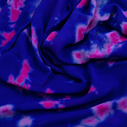 Indian Vintage Pink & Blue Saree Pure Georgette Silk Leheria Tie-dye Printed Sari Craft Fabric Sewing 5Yard Soft Light Sari Dress Making