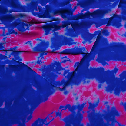 Indian Vintage Pink & Blue Saree Pure Georgette Silk Leheria Tie-dye Printed Sari Craft Fabric Sewing 5Yard Soft Light Sari Dress Making