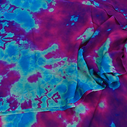 Indian Vintage Purple & Blue Saree Pure Georgette Silk Leheria Tie-dye Printed Sari Craft Fabric Sewing 5Yard Soft Light Sari Dress Making