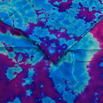 Indian Vintage Purple & Blue Saree Pure Georgette Silk Leheria Tie-dye Printed Sari Craft Fabric Sewing 5Yard Soft Light Sari Dress Making